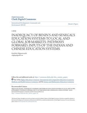 Inadequacy of Benin's and Senegal's Education Systems to Local and Global Job Markets: Pathways Forward; Inputs of the Indian and Chinese Education Systems