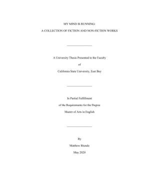 A University Thesis Presented to the Faculty