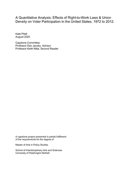 Effects of Right-To-Work Laws & Union Density on Voter Participation in The