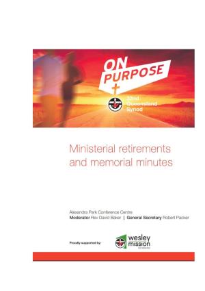 Ministerial Retirements and Memorial Minutes I