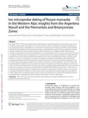 Ion Microprobe Dating of Fissure Monazite in the Western Alps: Insights from the Argentera Massif and the Piemontais