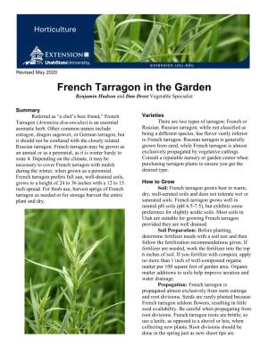 French Tarragon in the Garden Benjamin Hudson and Dan Drost Vegetable Specialist