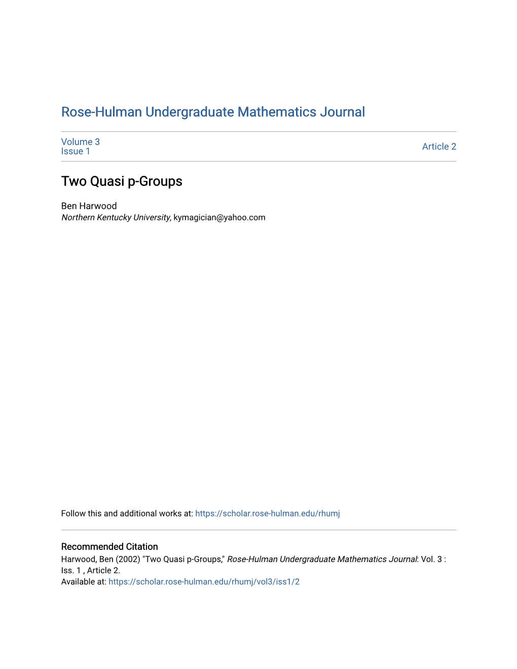 Two Quasi P-Groups