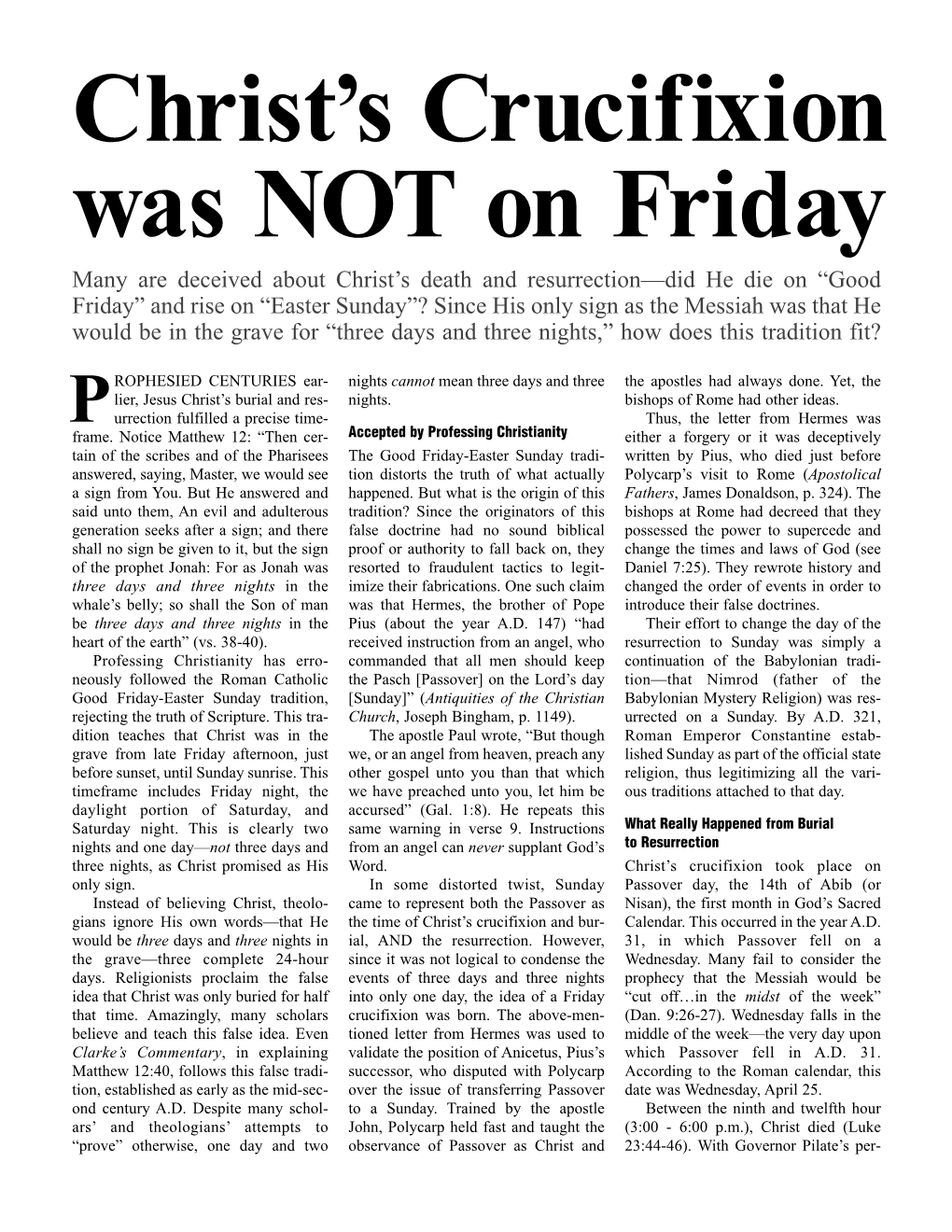 Christ's Crucifixion Was NOT on Friday