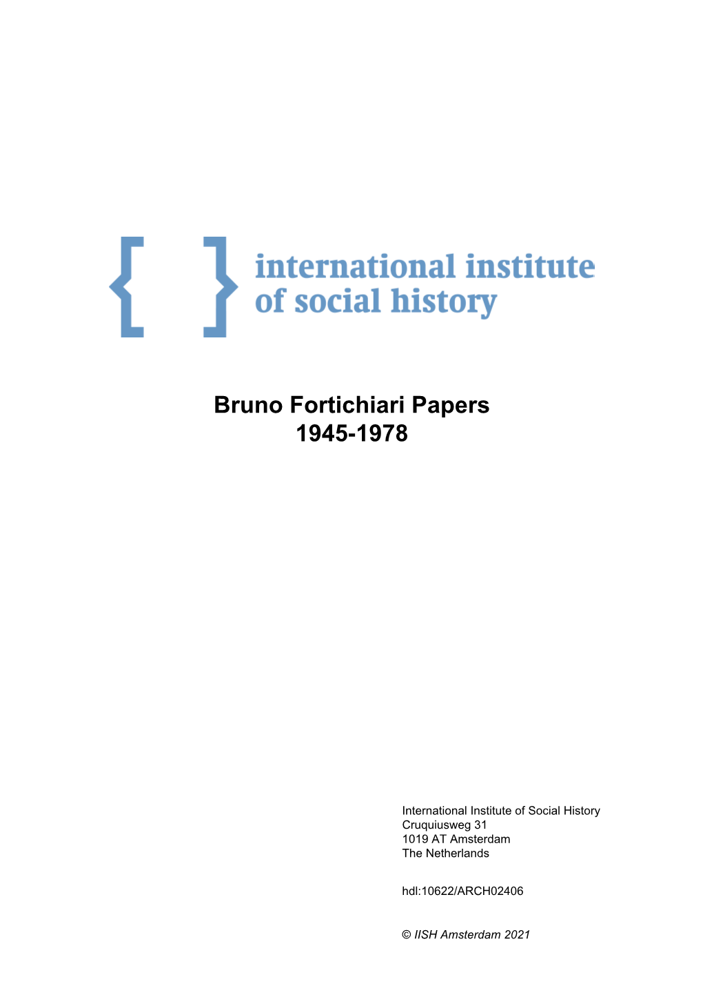 Bruno Fortichiari Papers 1945-1978