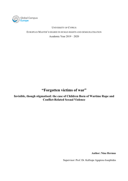 “Forgotten Victims of War” Invisible, Though Stigmatised: the Case of Children Born of Wartime Rape and Conflict-Related Sexual Violence