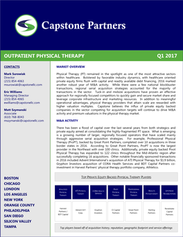 Capstone Outpatient Physical Therepy Acquisition Report Q1 2017