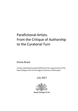 Parafictional Artists. from the Critique of Authorship to the Curatorial Turn