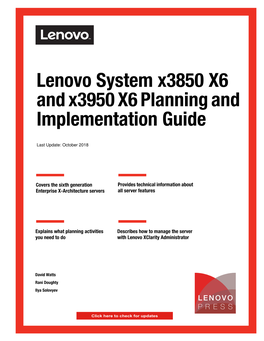 Lenovo System X3850 X6 and X3950 X6 Planning and Implementation Guide