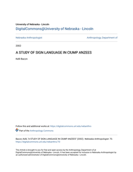 A STUDY of SIGN LANGUAGE in Clump ANZEES