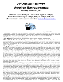 Auction Extravaganza Saturday, November 1, 2014