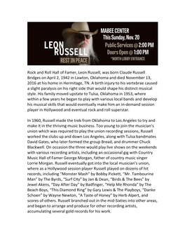 Rock and Roll Hall of Famer, Leon Russell, Was Born Claude Russell