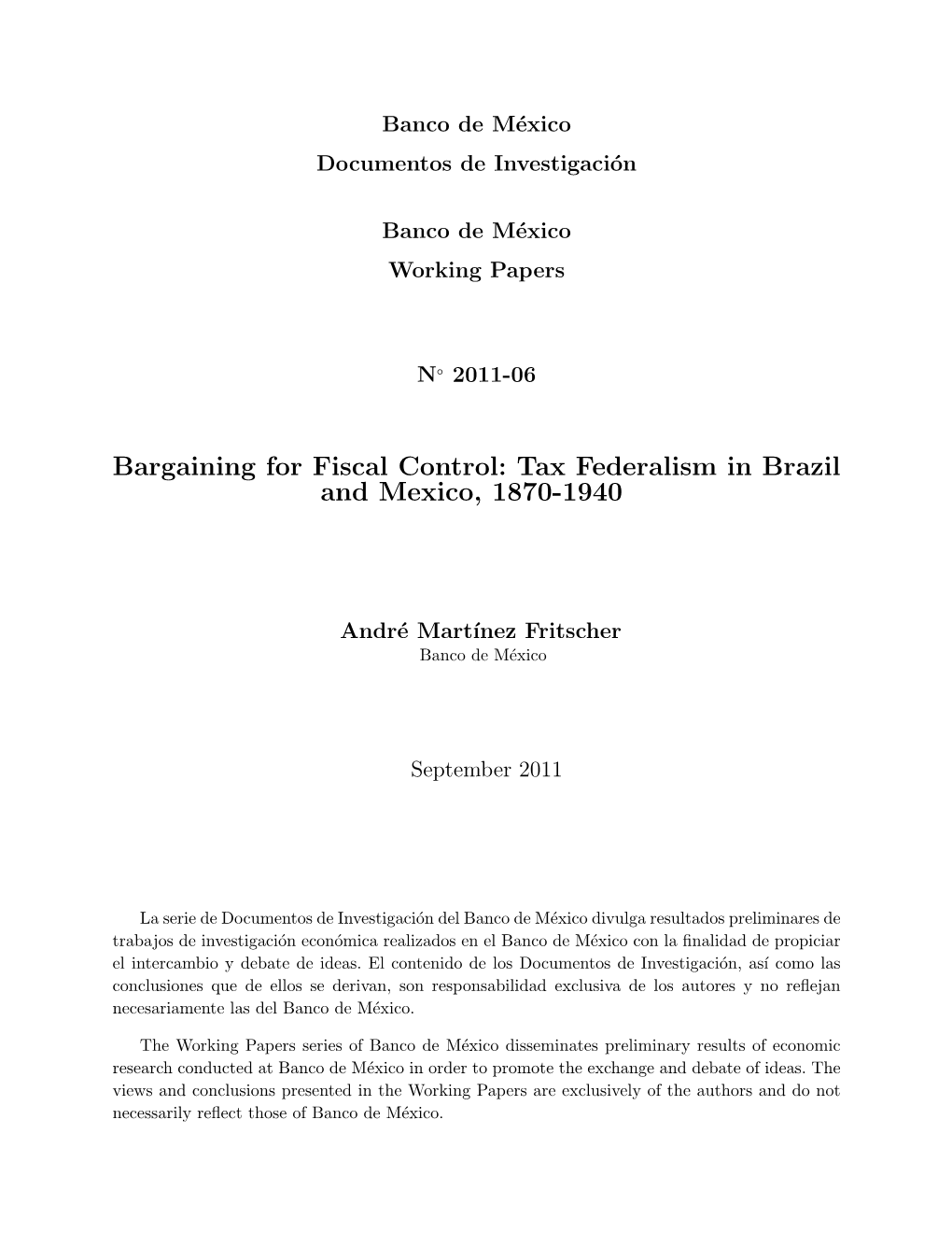 Tax Federalism in Brazil and Mexico, 1870-1940