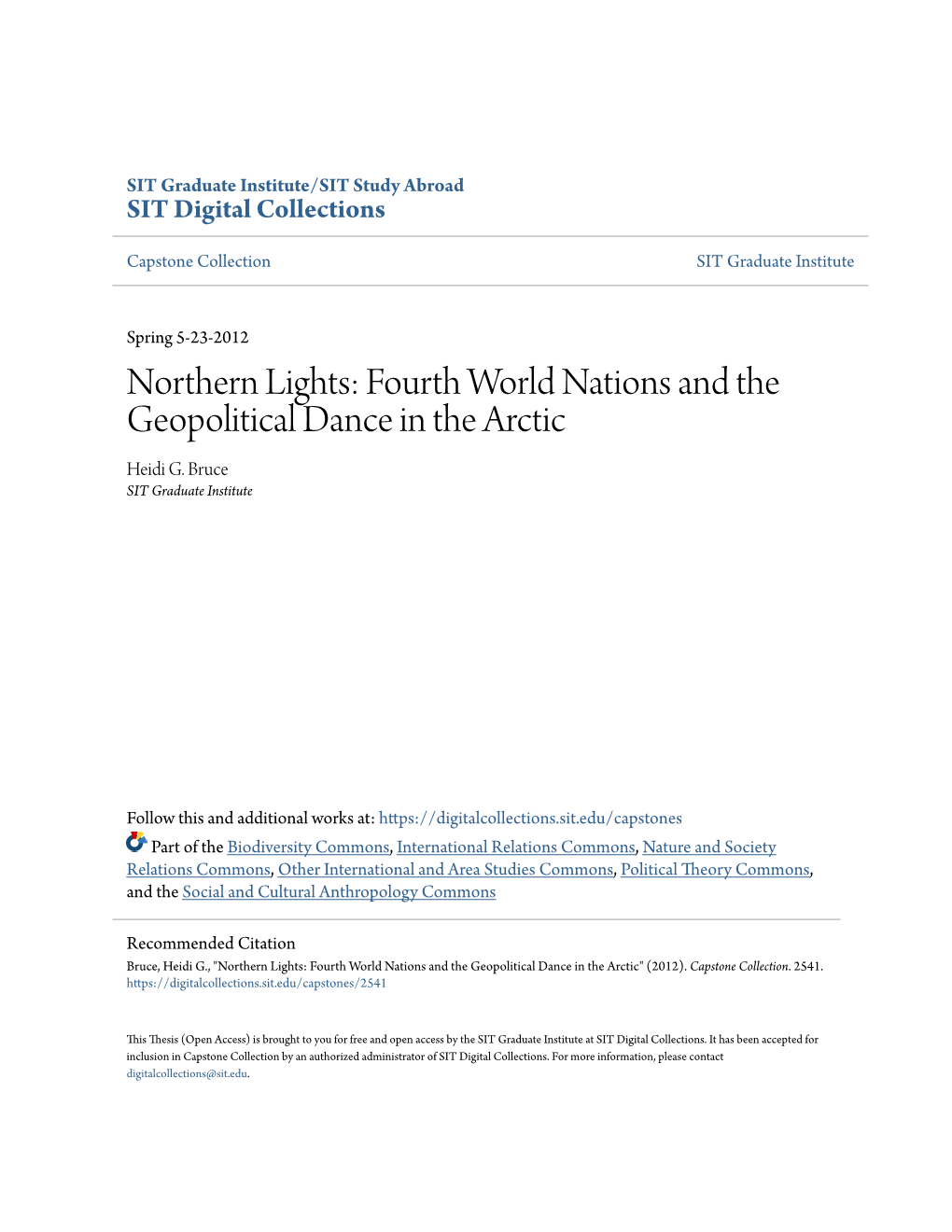 Fourth World Nations and the Geopolitical Dance in the Arctic Heidi G
