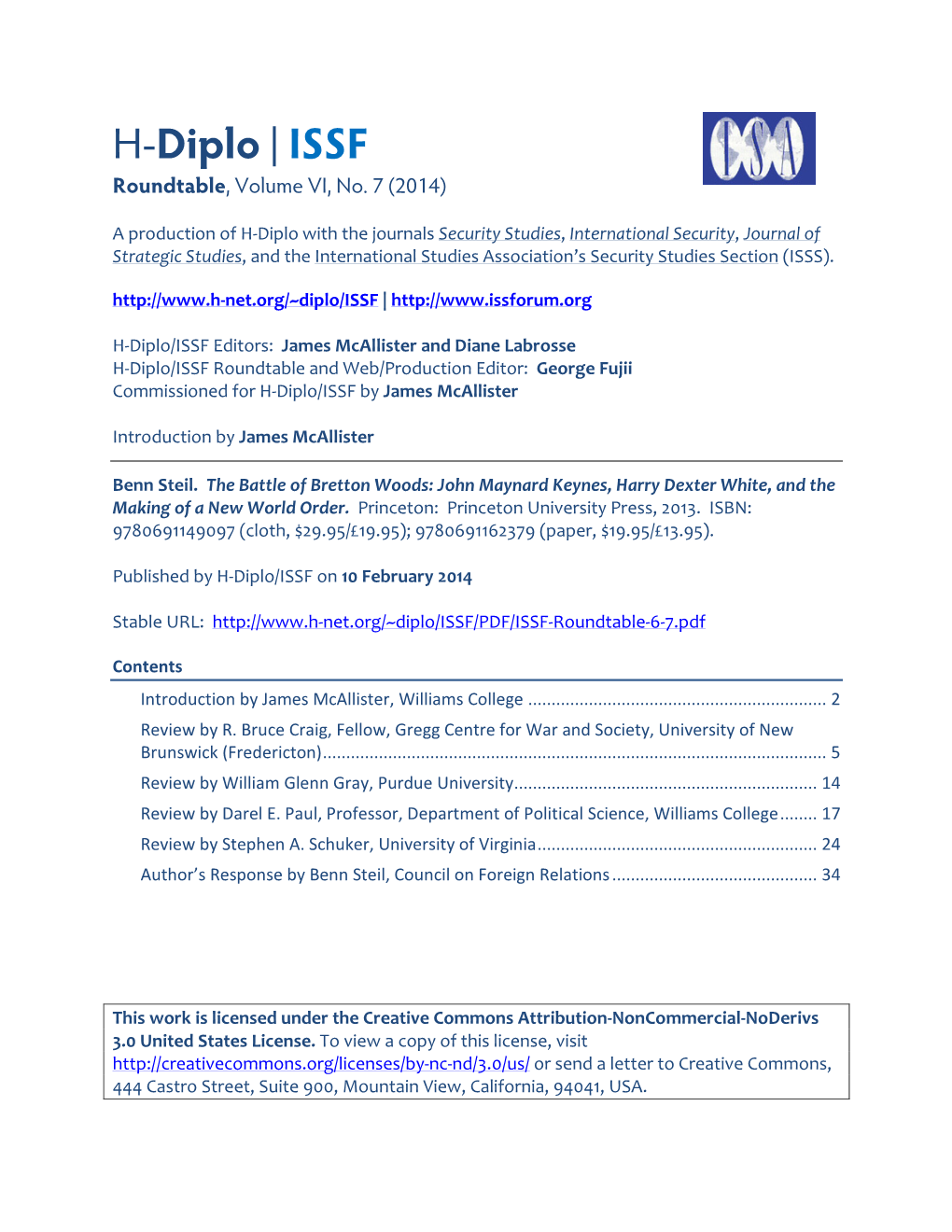 H-Diplo/ISSF Roundtable, Vol. 6, No. 7 (2014)