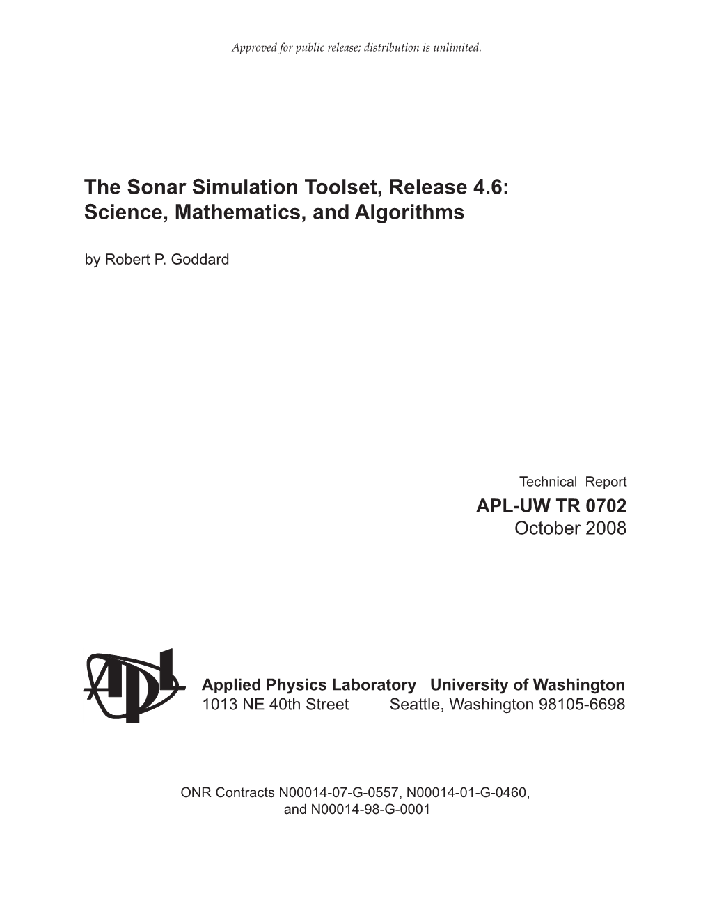 The Sonar Simulation Toolset, Release 4.6: Science, Mathematics, and Algorithms