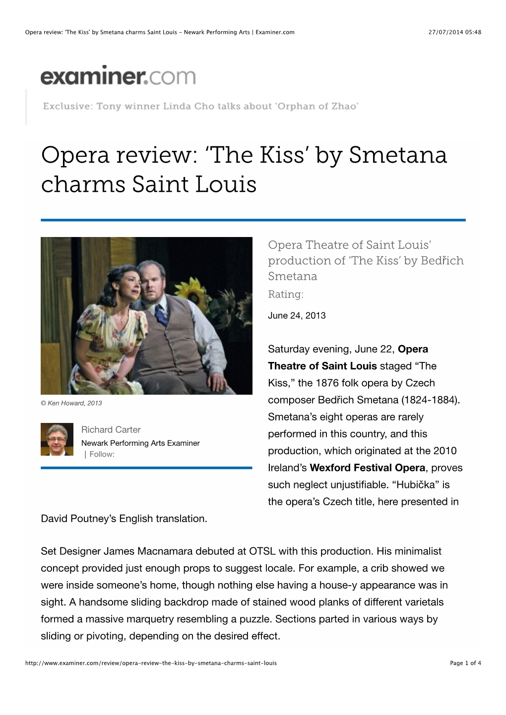 Opera Review- 'The Kiss' by Smetana Charms Saint Louis