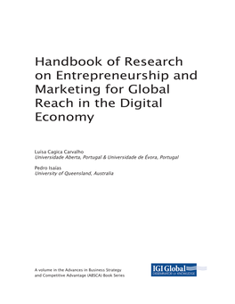 Handbook of Research on Entrepreneurship and Marketing for Global Reach in the Digital Economy