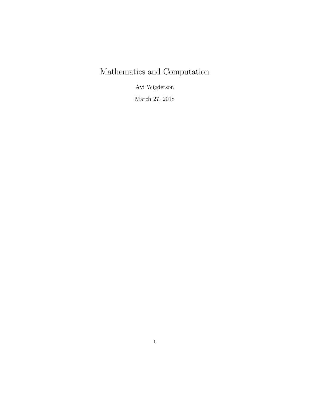 Mathematics and Computation