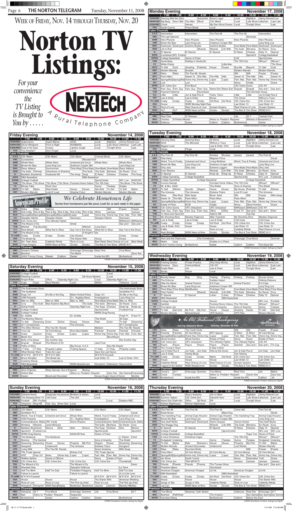 06 11-11 TV Guide.Indd 1 11/11/08 7:41:08 AM