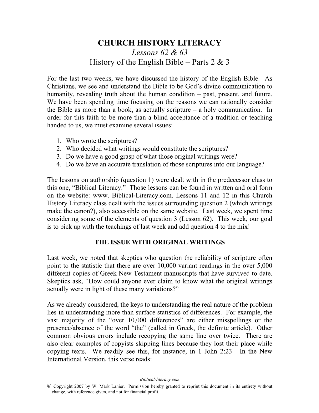 History of the English Bible – Parts 2 & 3