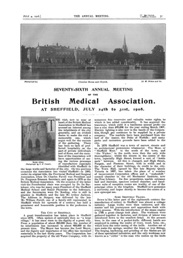 Association. at -SHEFFIELD, JULY 24Th to 31St, 1908