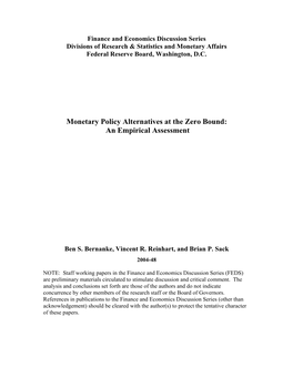 Monetary Policy Alternatives at the Zero Bound: an Empirical Assessment