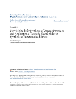 New Methods for Synthesis of Organic Peroxides and Application Of