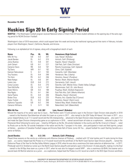 Huskies Sign 20 in Early Signing Period