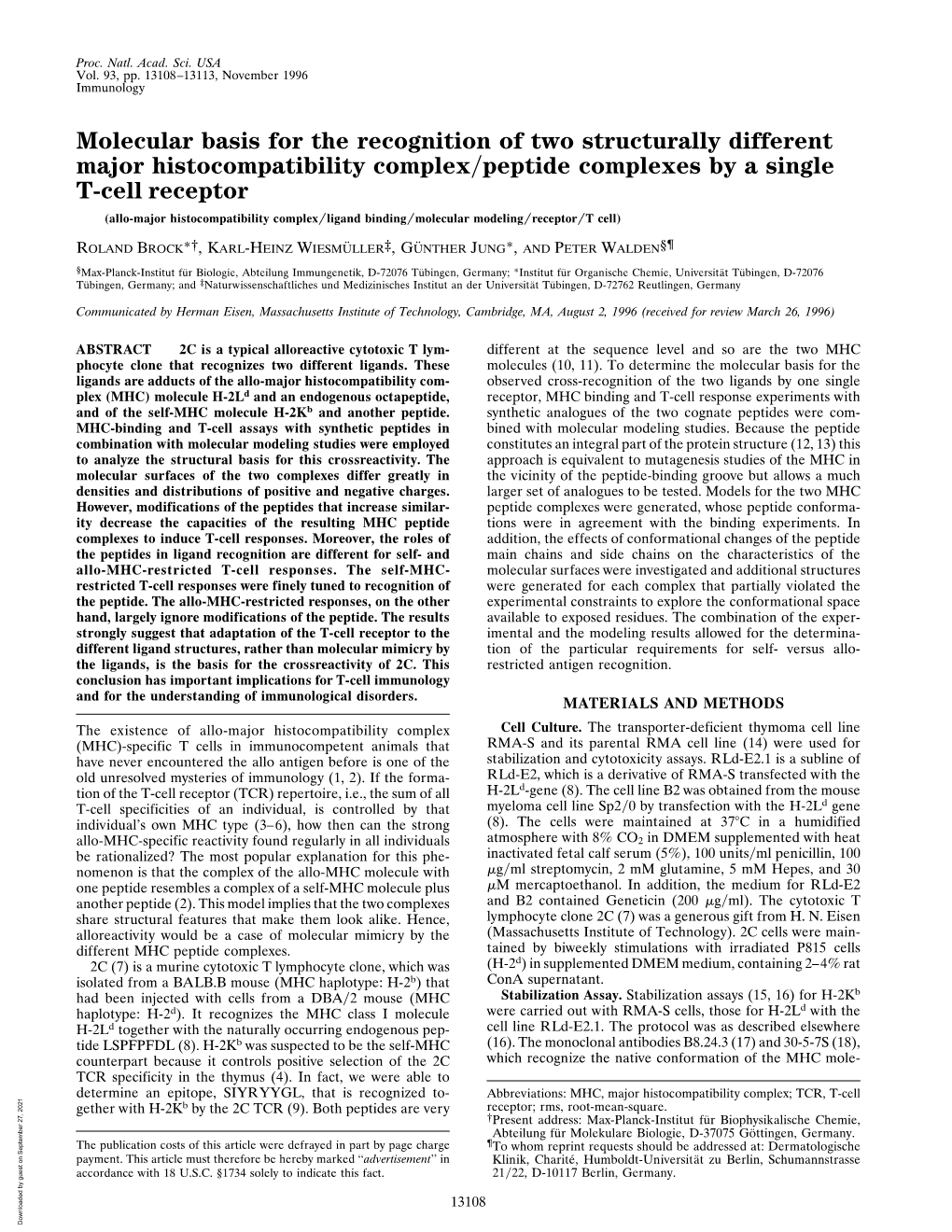 Molecular Basis for the Recognition of Two Structurally Different Major