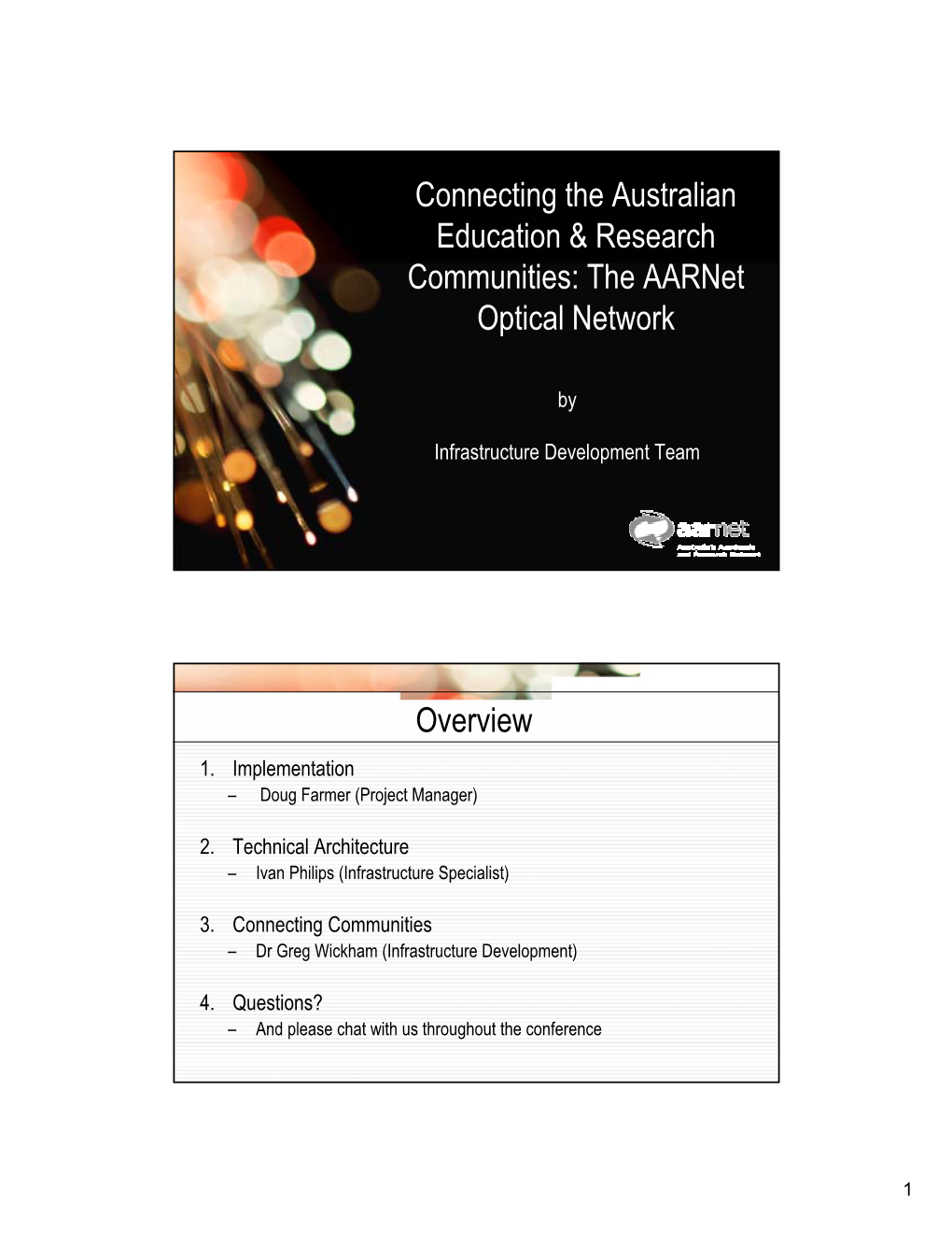 The Aarnet Optical Network Overview