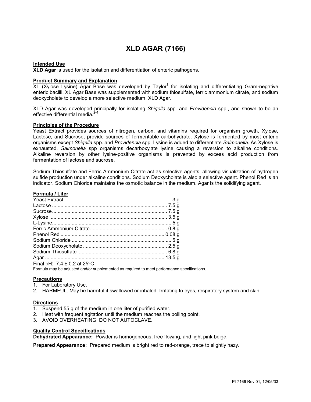 Xld Agar (7166)