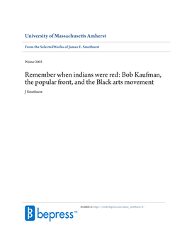 Bob Kaufman, the Popular Front, and the Black Arts Movement J Smethurst