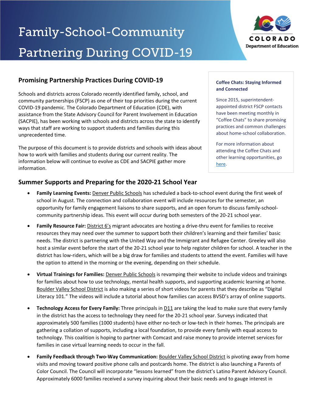 Family-School-Community Partnering During COVID-19