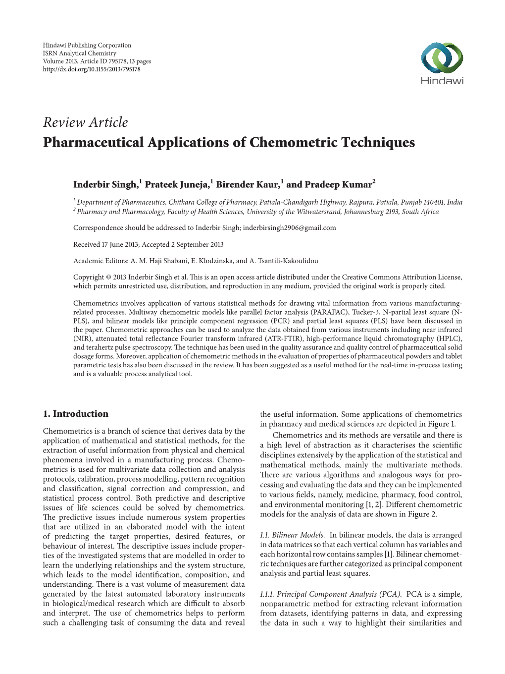 Pharmaceutical Applications of Chemometric Techniques