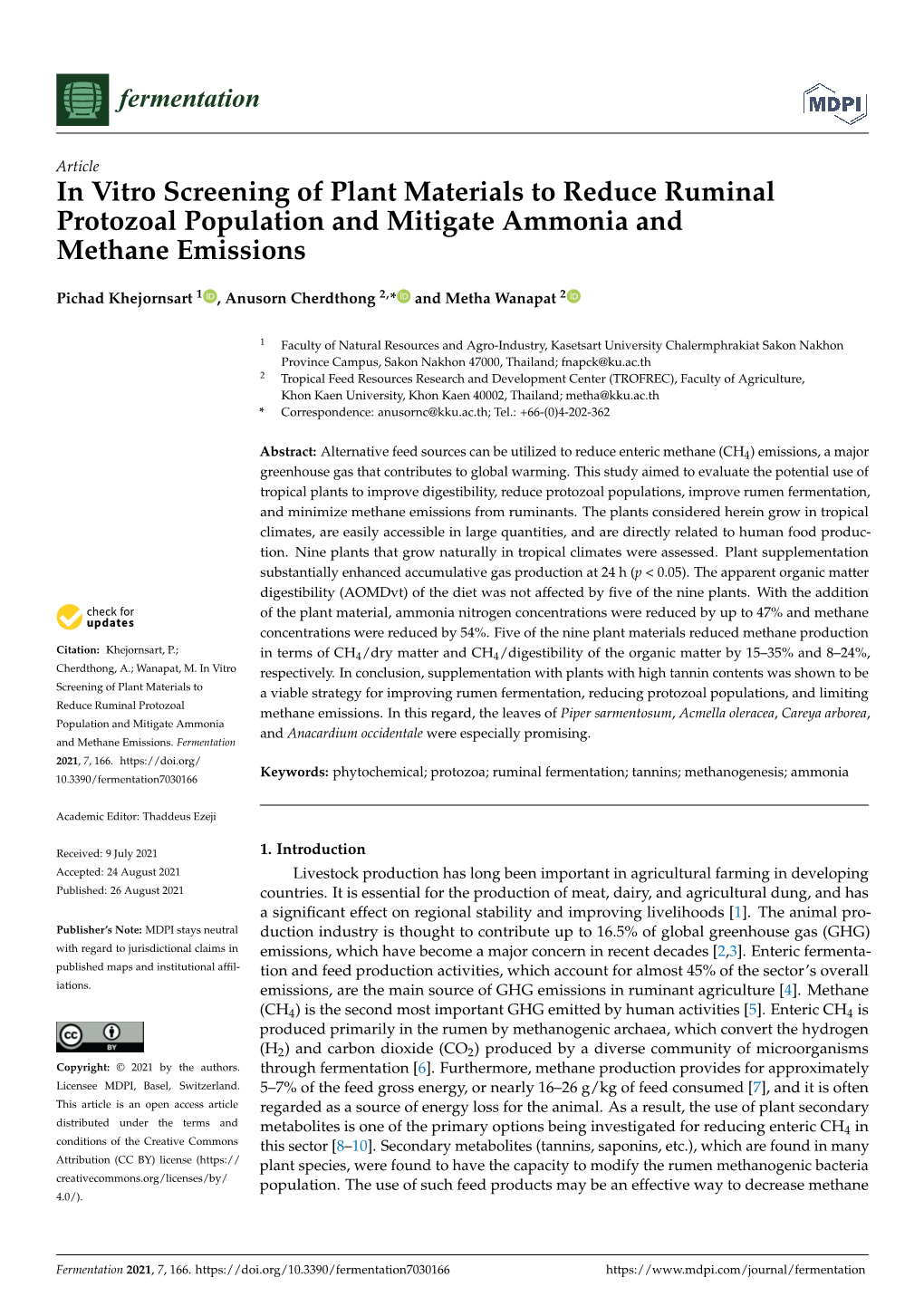 In Vitro Screening of Plant Materials to Reduce Ruminal Protozoal Population and Mitigate Ammonia Andmethane Emissions