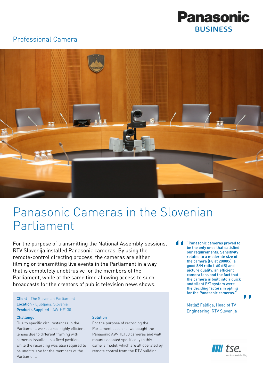 Panasonic Cameras in the Slovenian Parliament