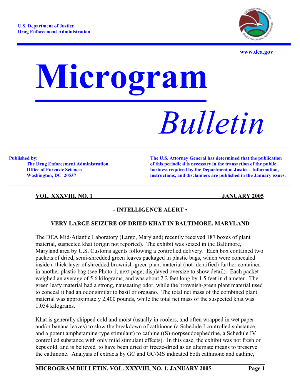January 2005 Microgram Bulletin, Vol