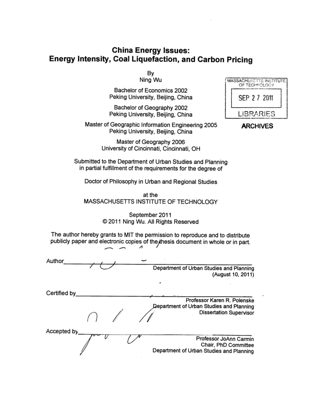 Energy Intensity, Coal Liquefaction, and Carbon