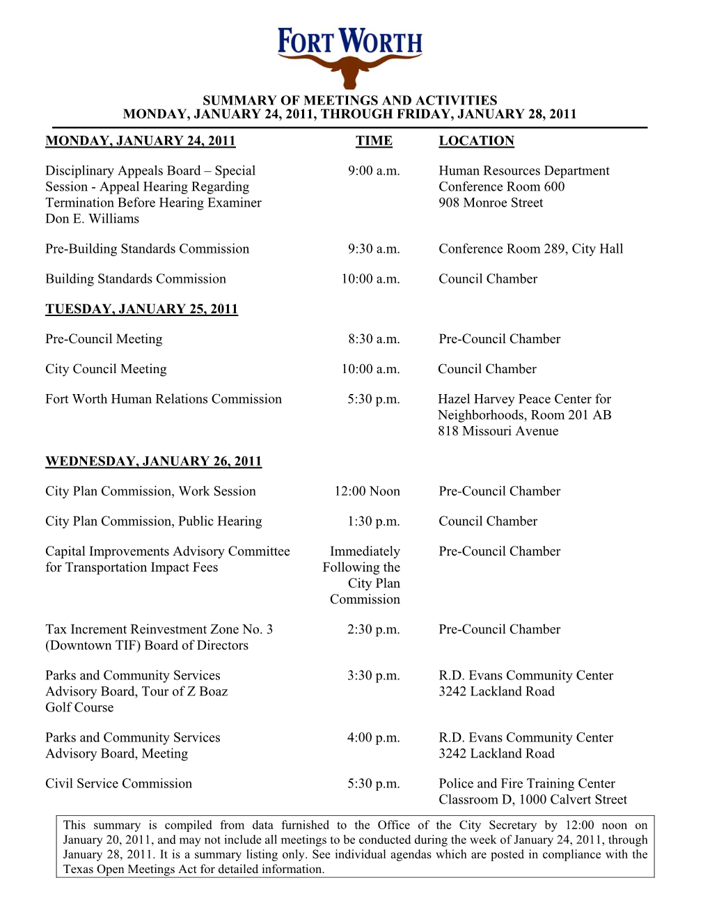 Electronic Council Packet for 01-25-2011