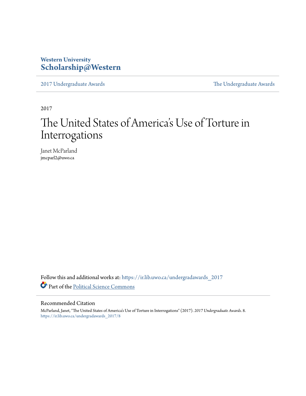 The United States of America's Use of Torture in Interrogations