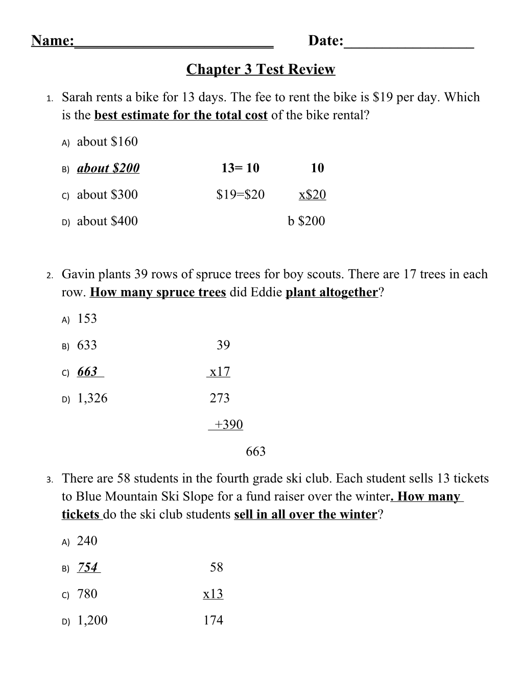 Chapter 3 Test Review s2