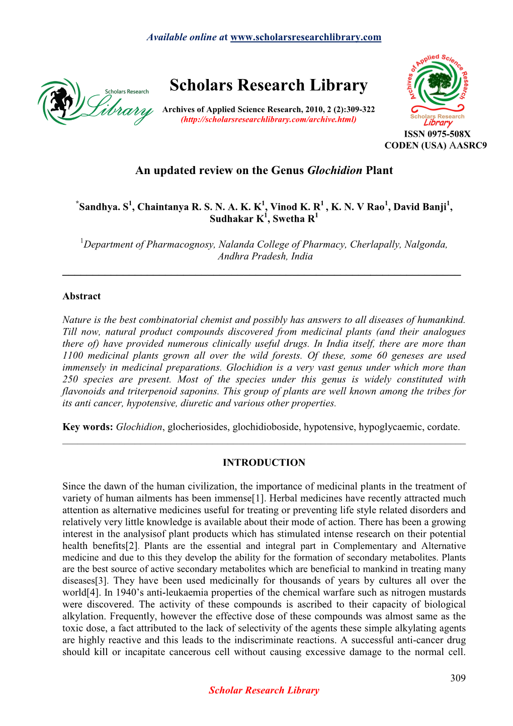 An Updated Review on the Genus Glochidion Plant