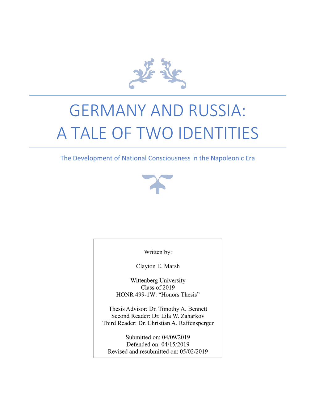 Germany and Russia: a Tale of Two Identities