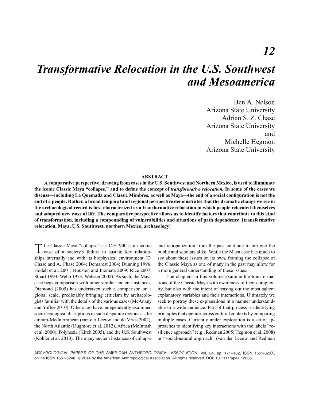 12Transformative Relocation in the U.S. Southwest and Mesoamerica