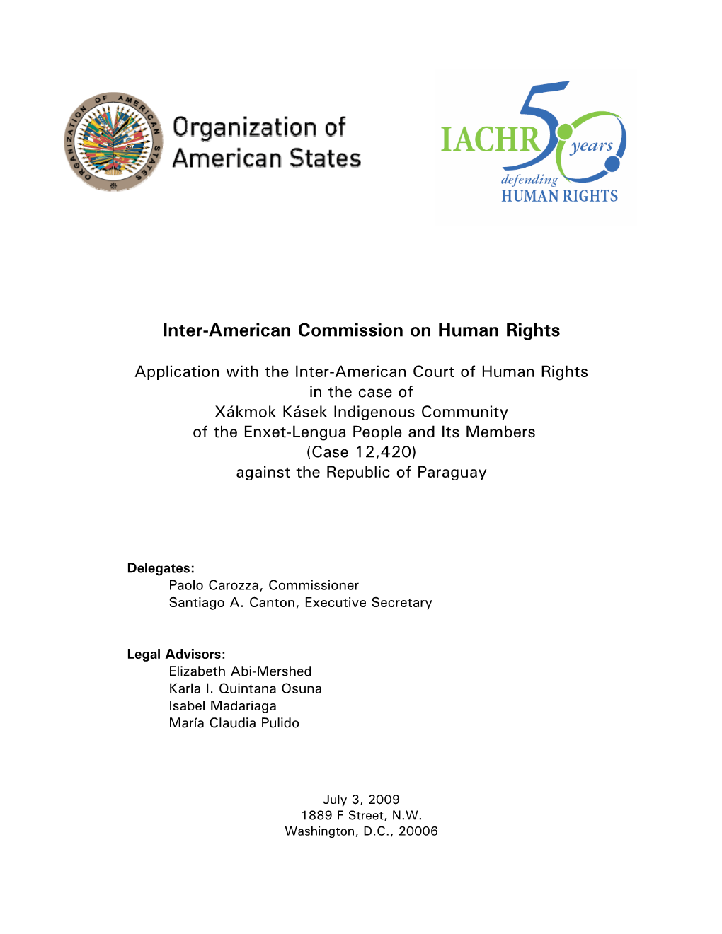 Application with the Inter-American Court of Human Rights in the Case