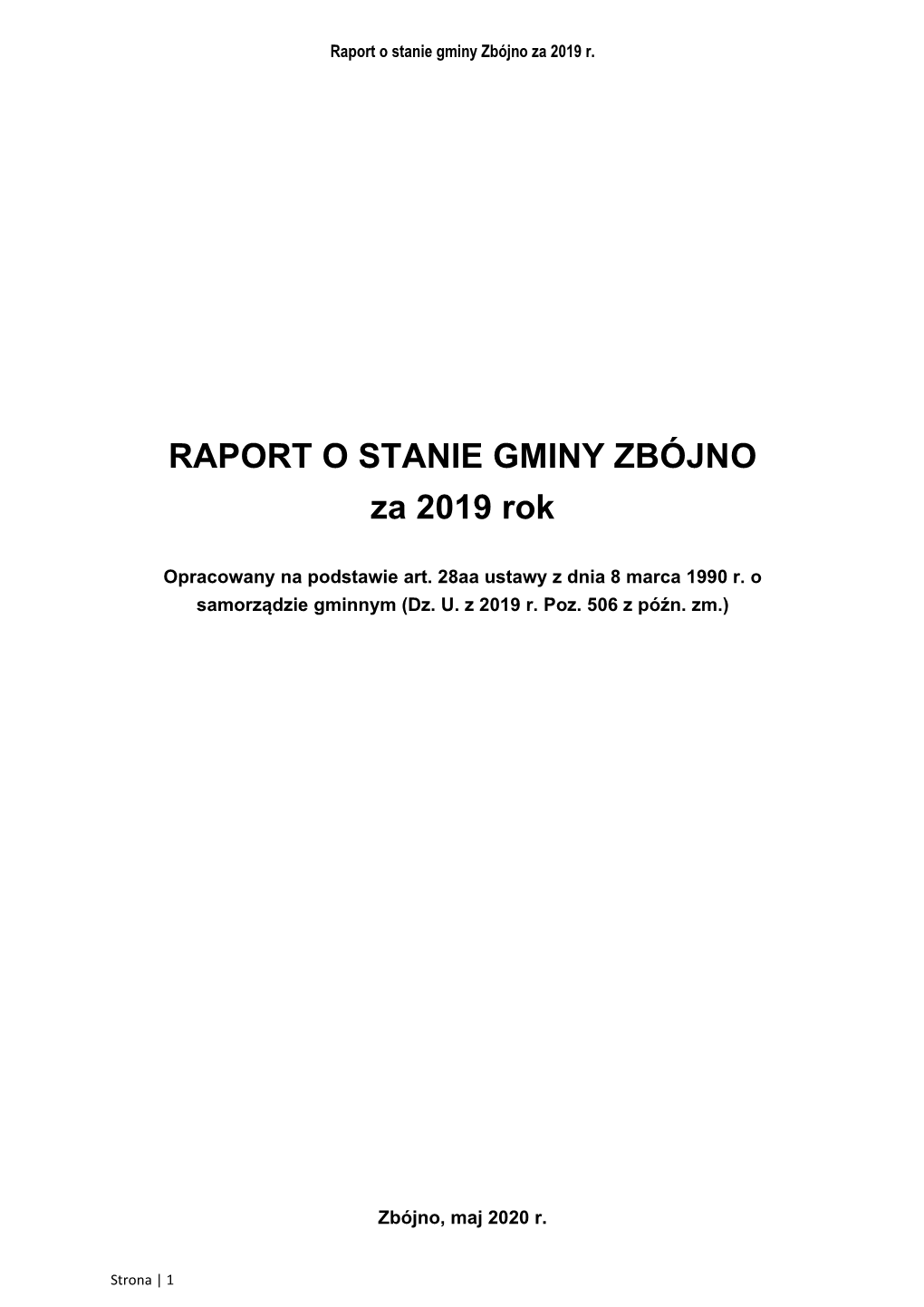Raport O Stanie Gminy Zbójno Za 2019 R
