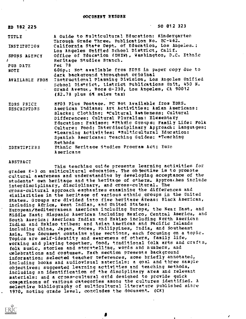 Through Grade Three. Publication No. EC-462. California State Dept. of Education, Los Angeles