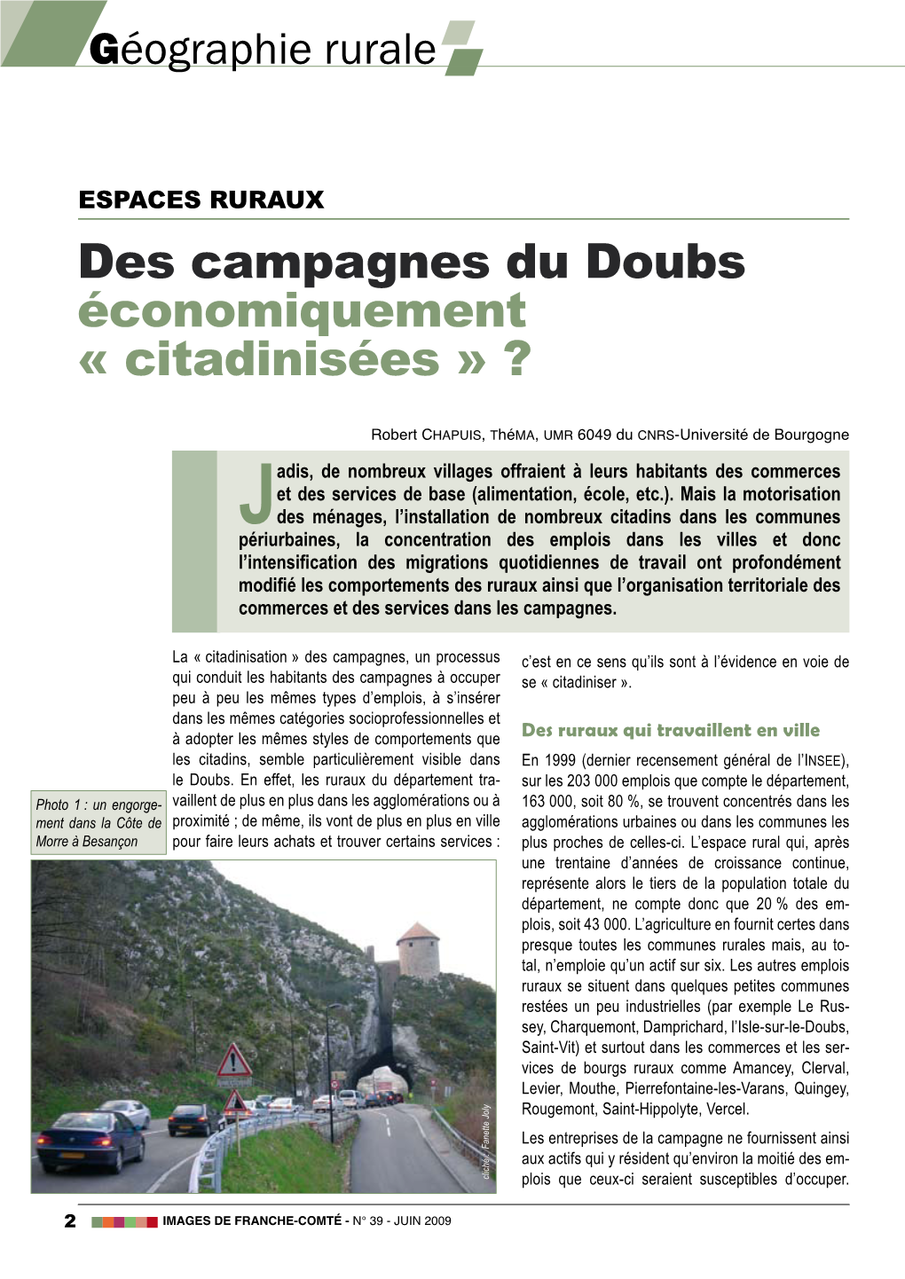 Des Campagnes Du Doubs Économiquement « Citadinisées » ?