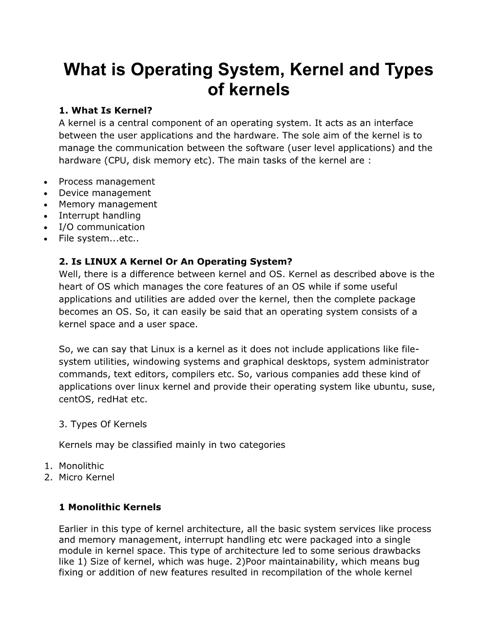 What Is Operating System, Kernel and Types of Kernels 1